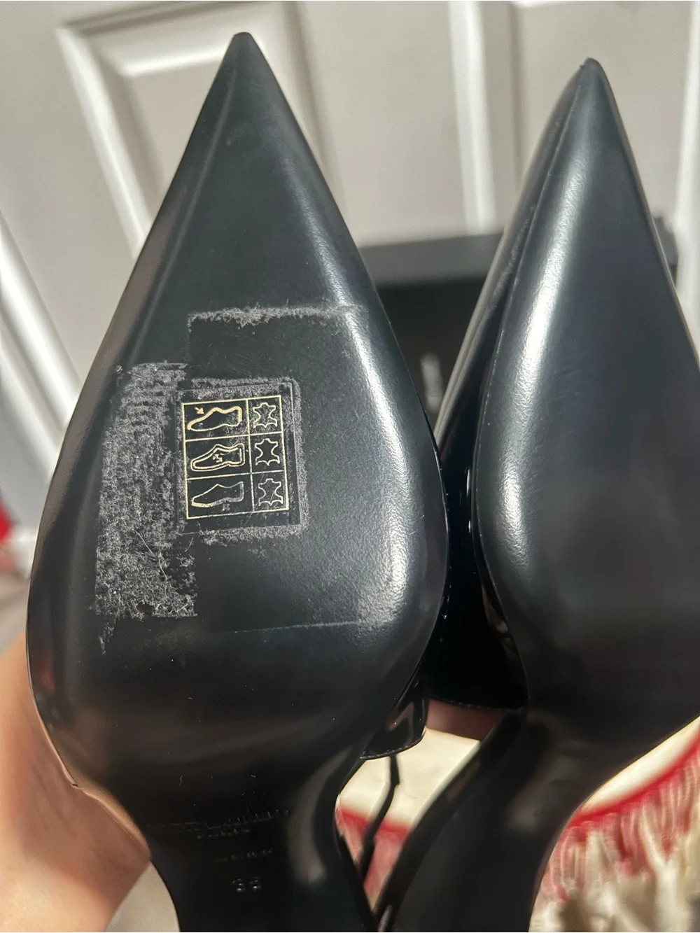 Saint Laurent Black Patent Pointed Slingback Pumps - Picture 9 of 11